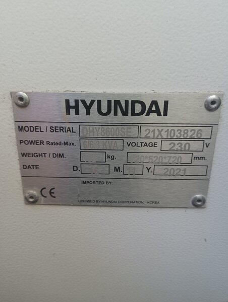 Generator nou Hyunday 8600-SE diesel 6,3 KVA cu ATS si instalare